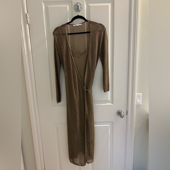 Zara bronze shimmery wrap dress - size S - Picture 1 of 2